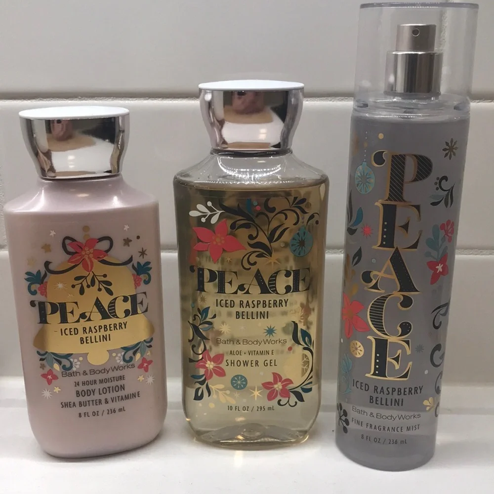 NWT!RARE!BBW Iced Raspberry Bellini (Peace) Bath Set